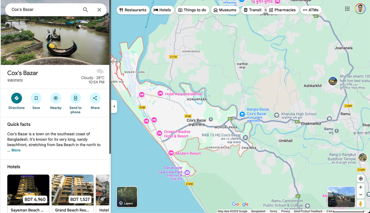 কক্সবাজারের মানচিত্র